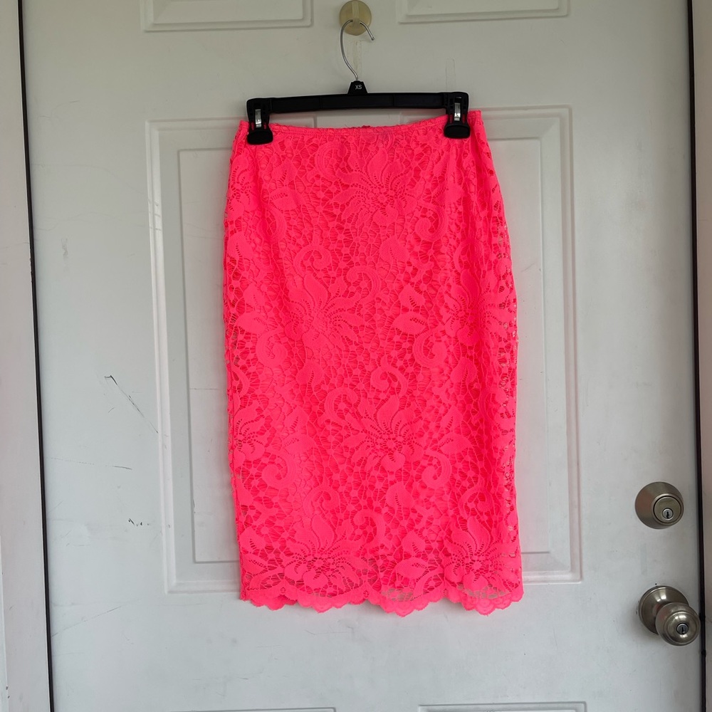 Lily White hot pink lace pencil skirt